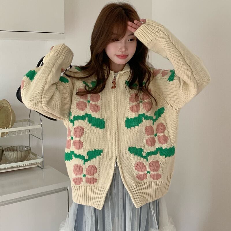 【outer】ジャカードニットカーデ　M28680