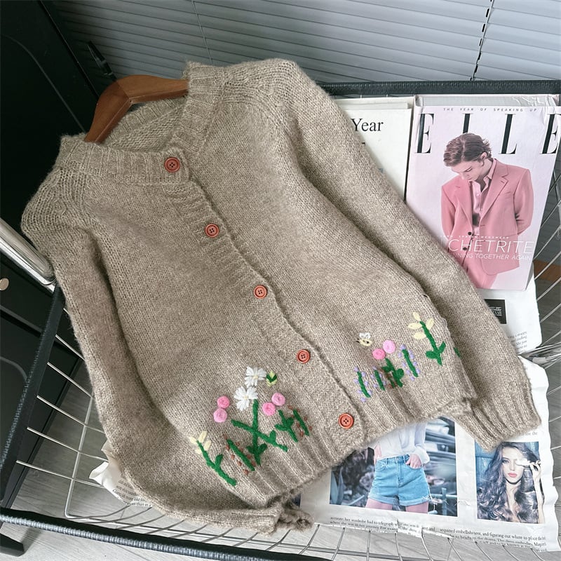 【outer】刺繍ニットカーデ　M25578