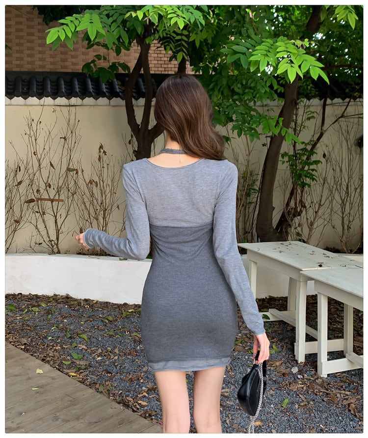 【dress】切り替え配色ワンピース　M29558