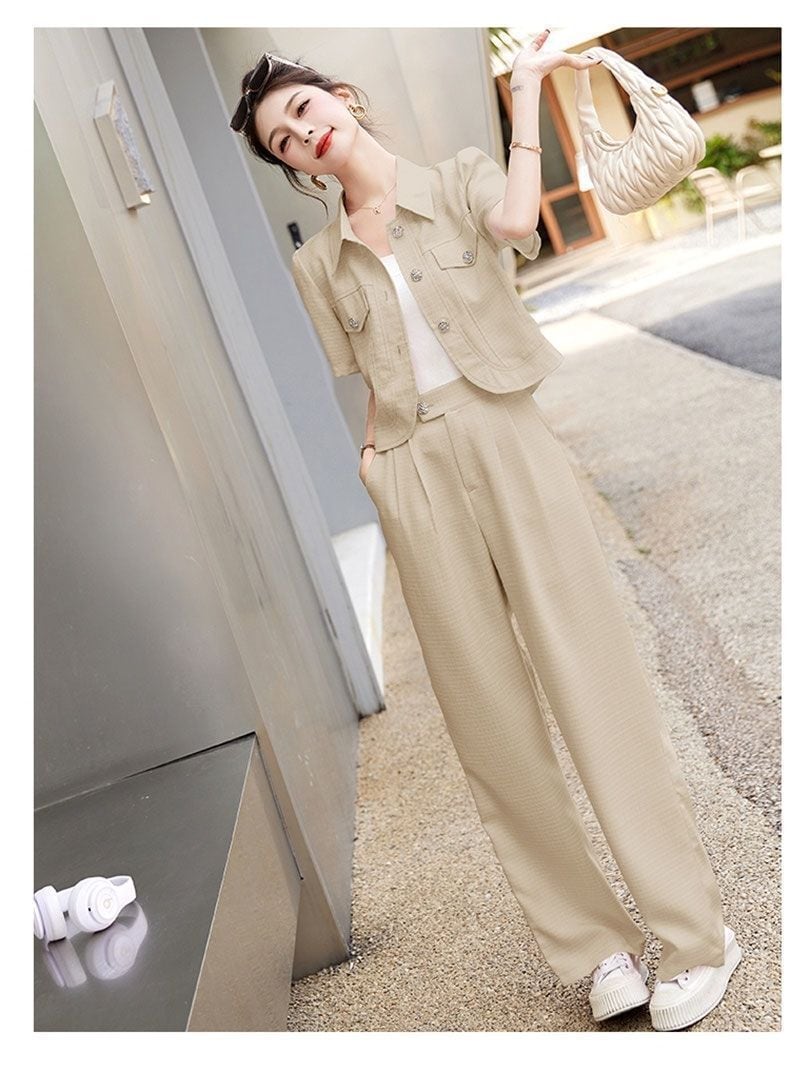 【set】ツイードスーツトップス+ガウチョパンツ２点セットG21529