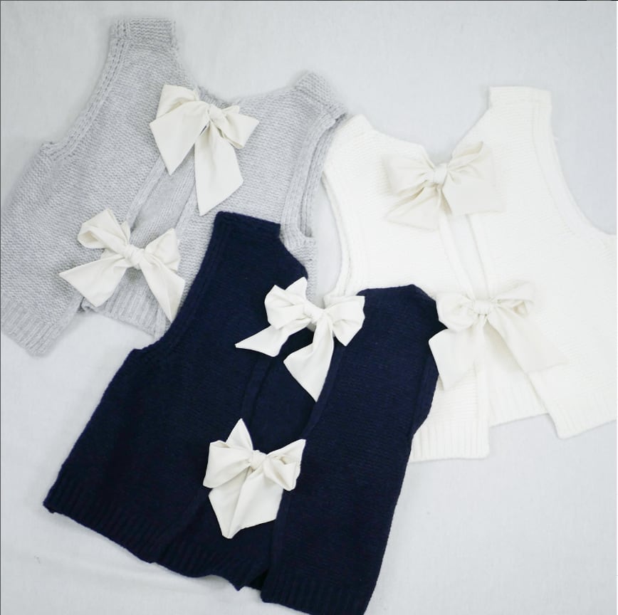【tops】バックリボンニットベスト　M26367