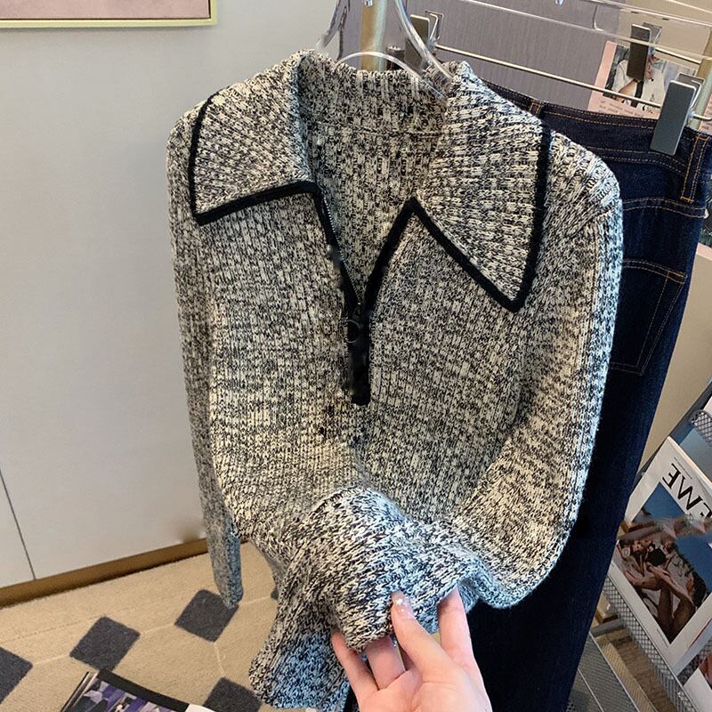 【tops】折り襟ニットセーター　M29146