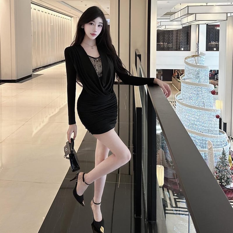 【dress】チュールドッキングワンピース Q7759