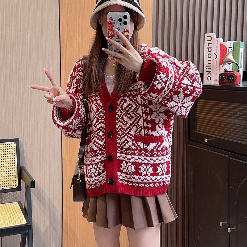 【outer】Vネックニットカーデ　M18628
