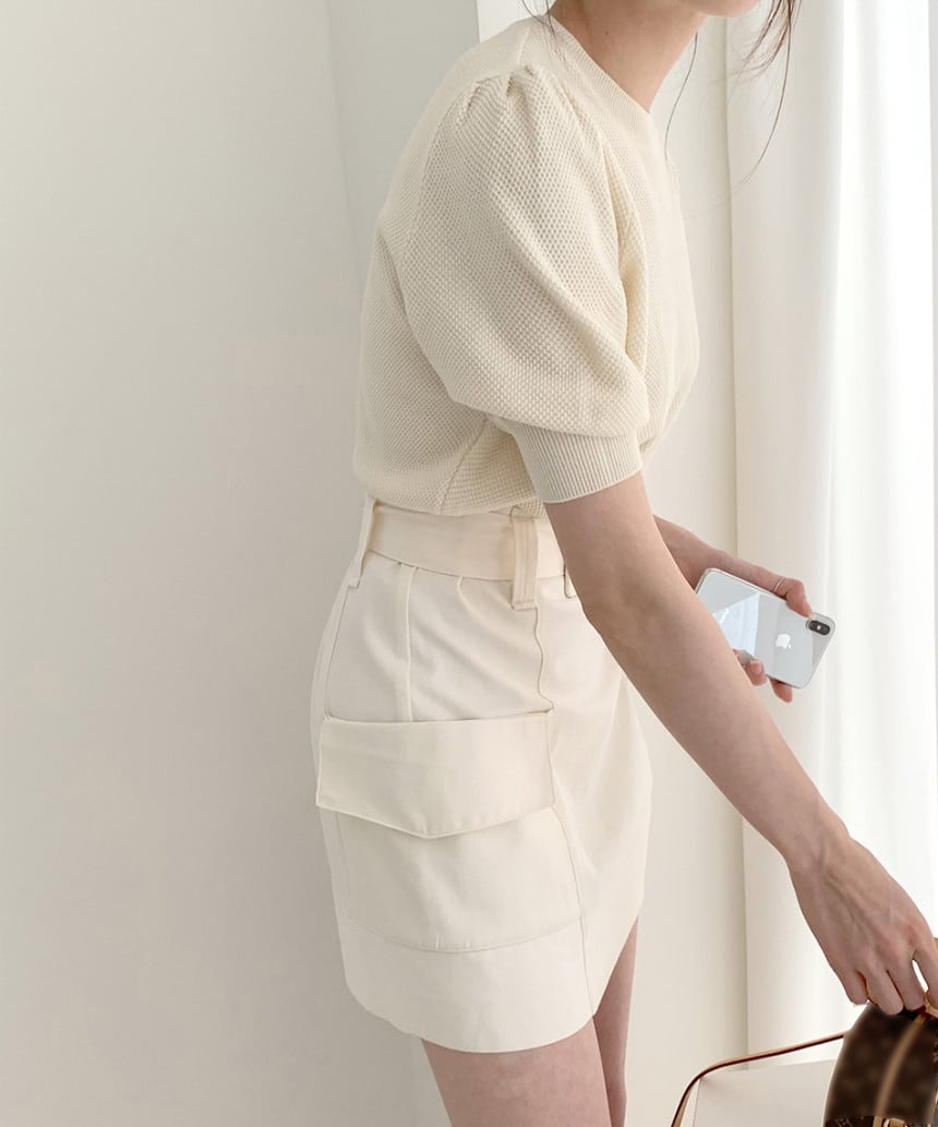 【set】ラウンドネックニット+スカート2点セットF7514