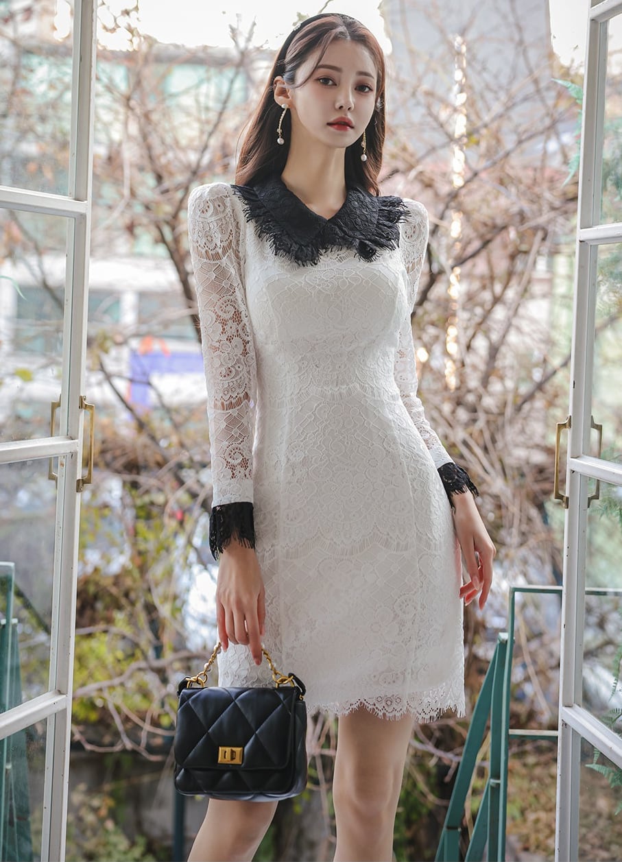 【dress】Aラインレースワンピース Q6943
