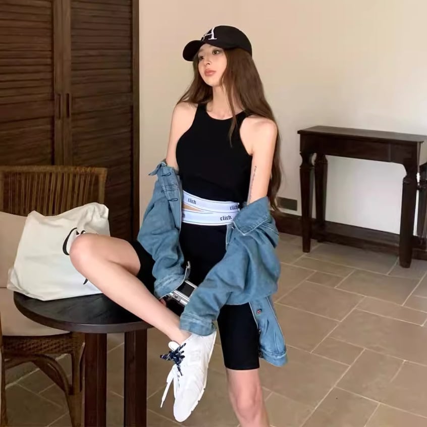 【set】ニットノースリーブトップス+ショートパンツ２点セットG21343