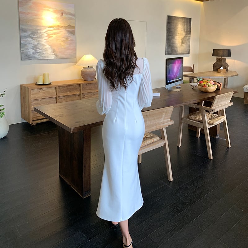 【dress】立体フラワーマーメイドワンピース