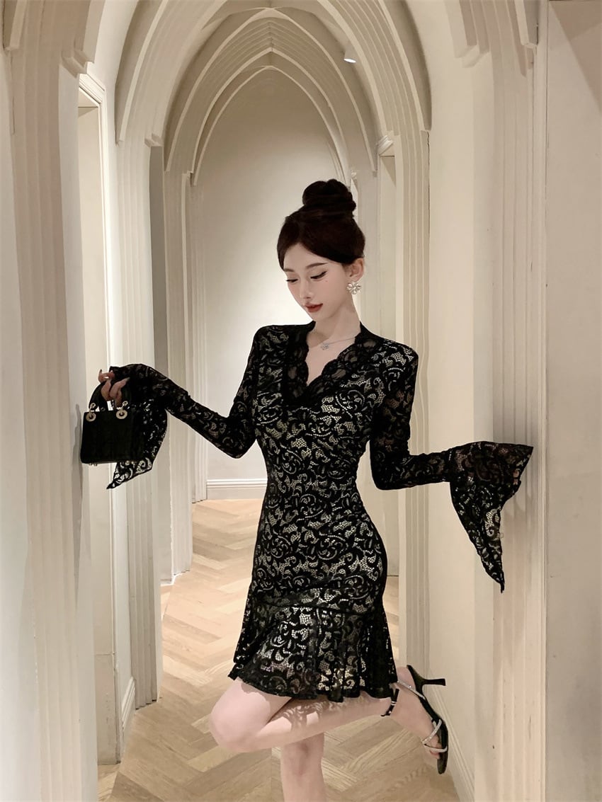 【dress】レースフリルワンピース　M26425