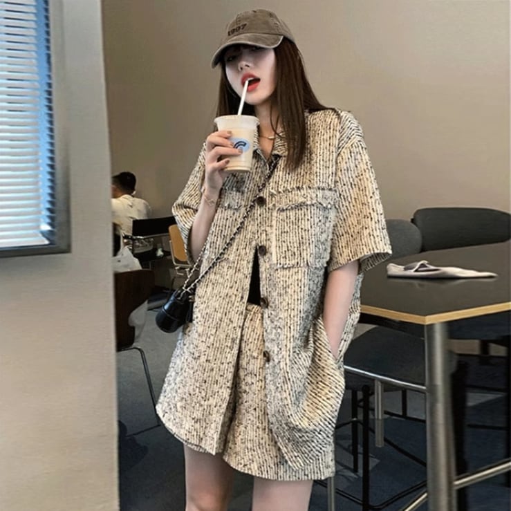 【set】トップス+ショートパンツ夏２点セットG19986