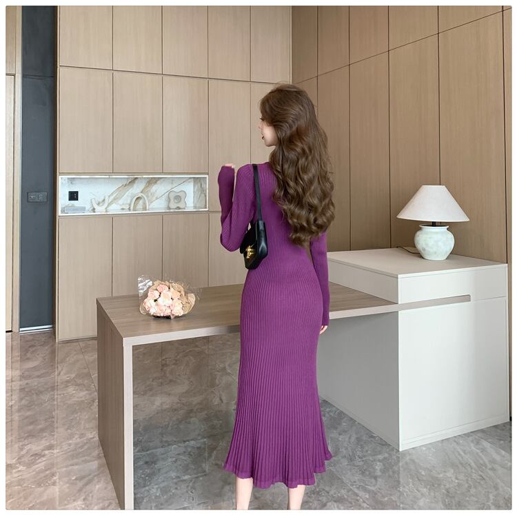 【dress】無地ニットワンピース　M18293