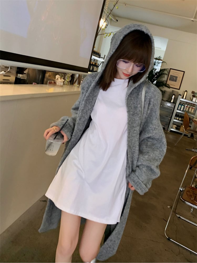 【outer】フード付きニットカーデ　M25969