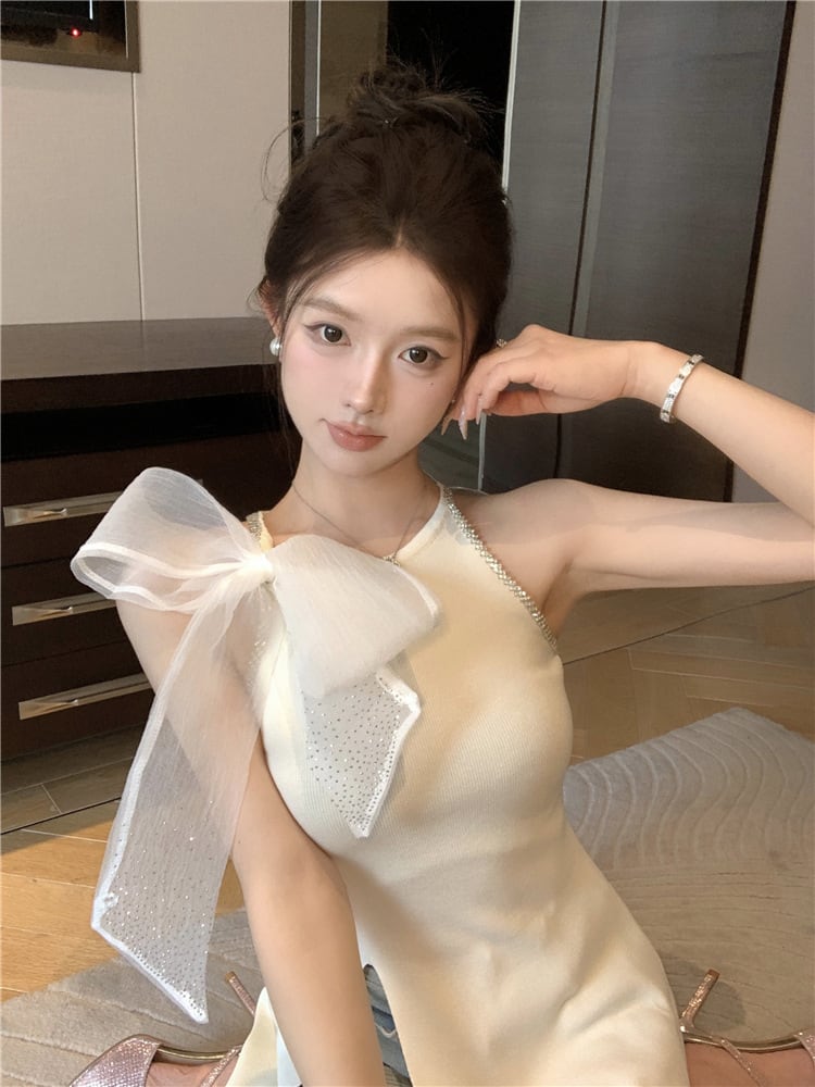 【tops】ノースリーブリボン付きトップス　M24344