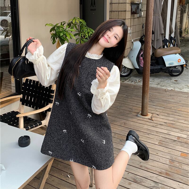 【set】シャツトップス×ベストワンピースセット　M27497