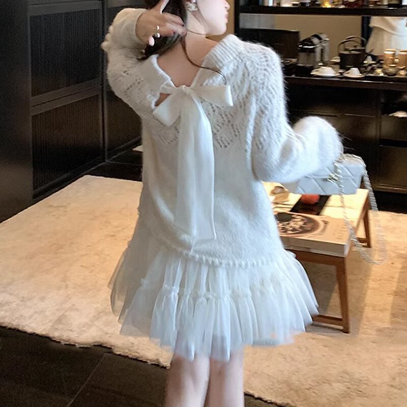 【tops】リボン付きニットセーター　M27302