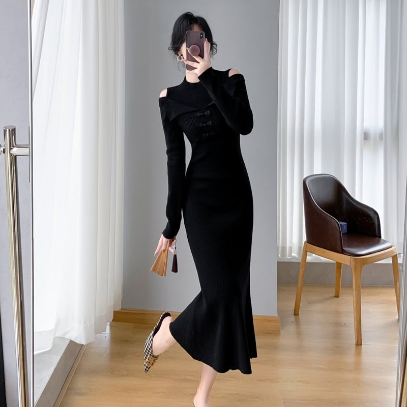 【dress】マーメイドニットワンピース　M26175