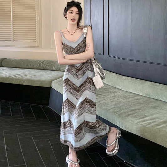 【dress】ストライプ柄ニットキャミワンピース G21561