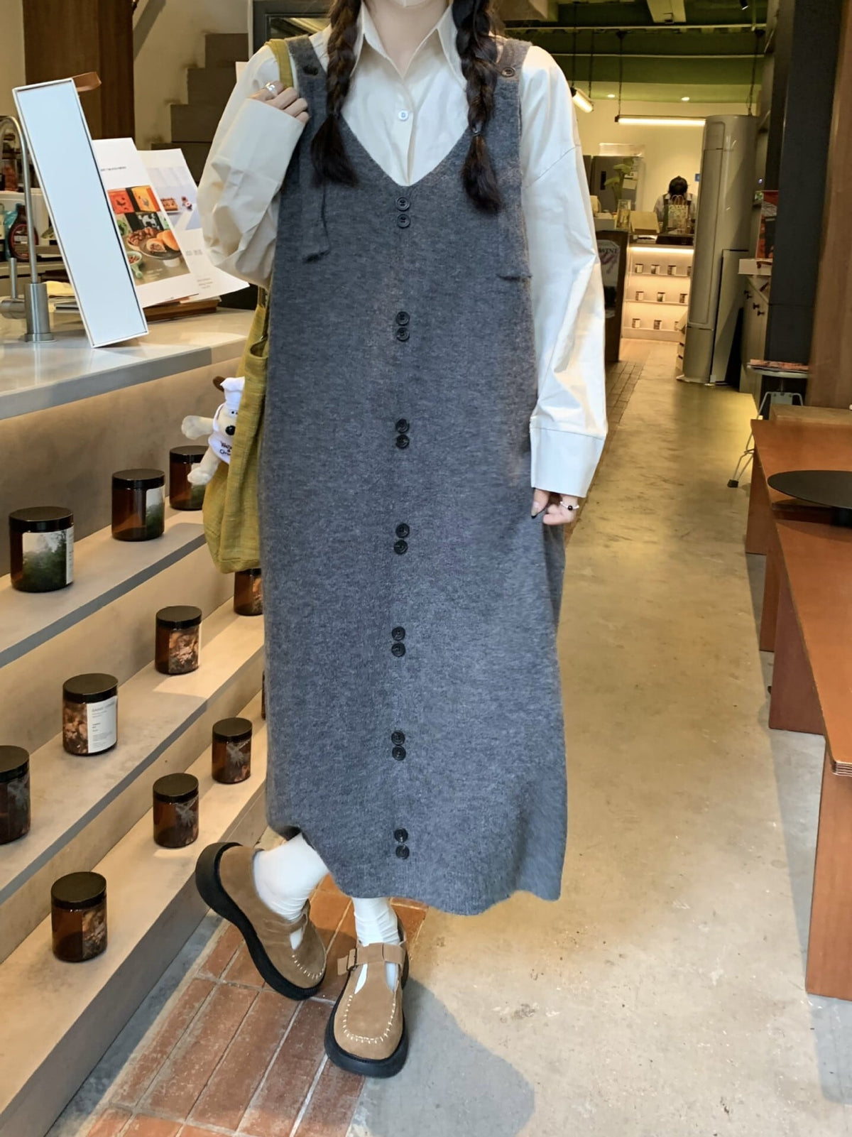 【dress】ボタンデザインベストワンピース　N2711