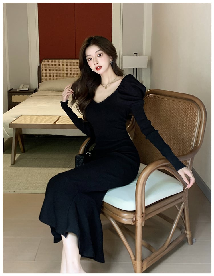 【dress】ニットマーメイドワンピース　M26967