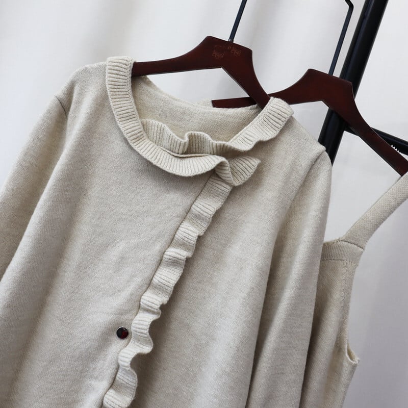 【set】ニットカーデ×キャミワンピースセット　M26854