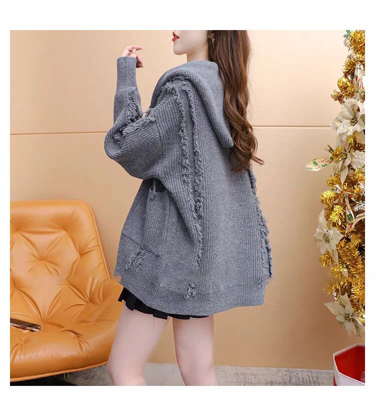 【outer】フード付きニットカーデ　M29166