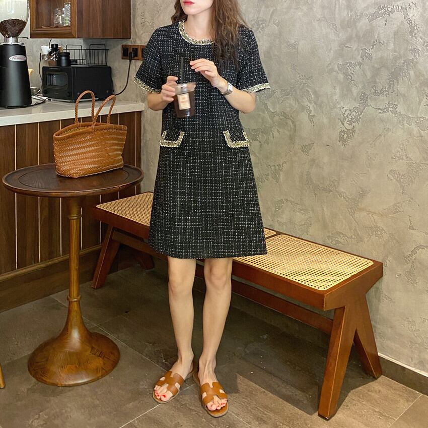 【dress】シンプル好感度UP!気質満点ラウンドネック エレガントファッションワンピース G0328