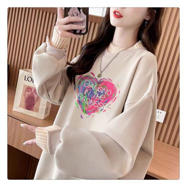 【tops】裹起毛プリントプルオーバー　M28815