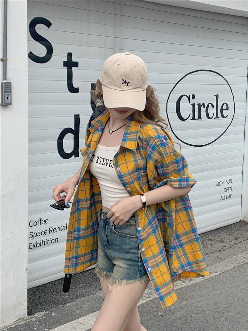 【tops】チェック柄シャツトップス　M25267