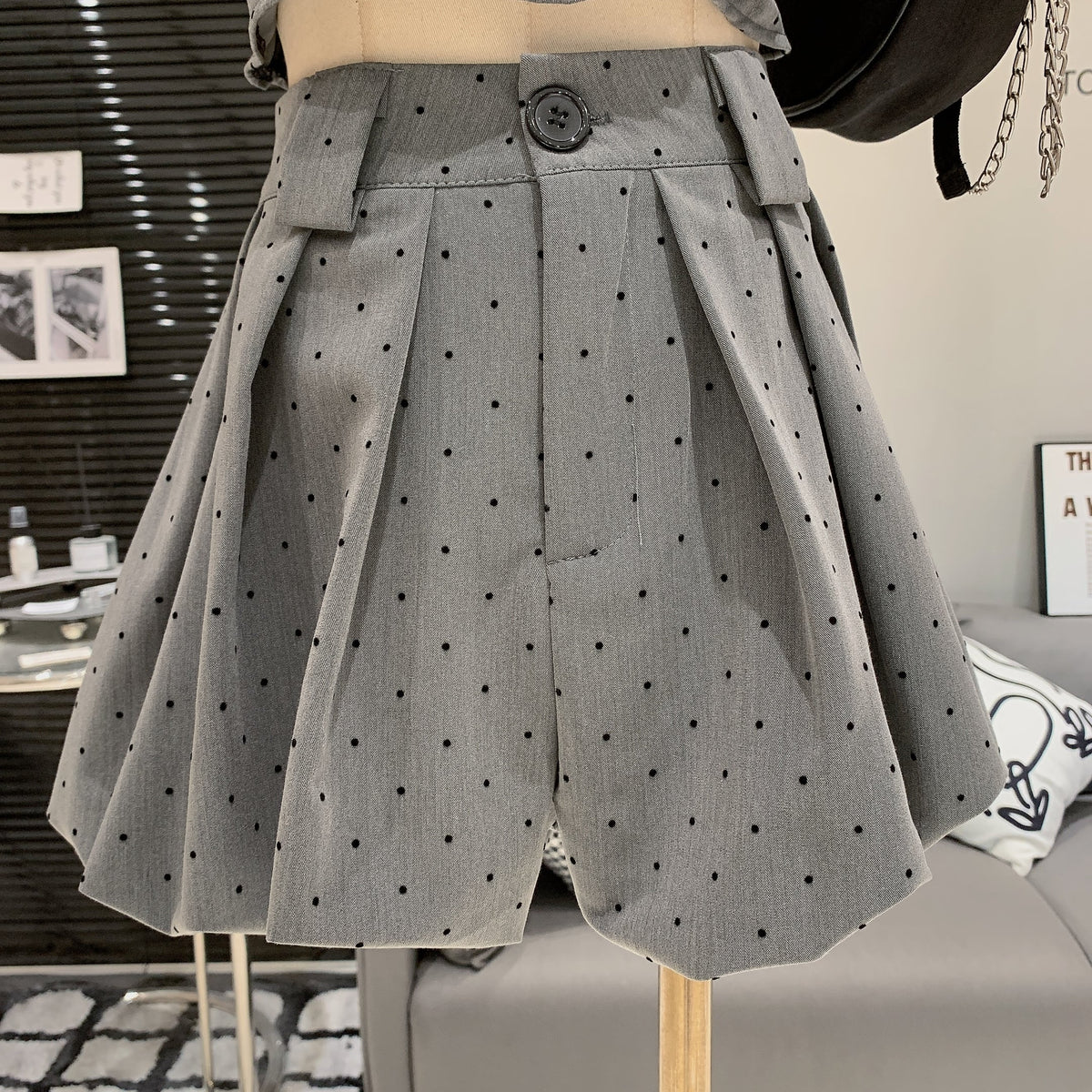 【set】ドット柄トップス×ショートパンツセット　M24780