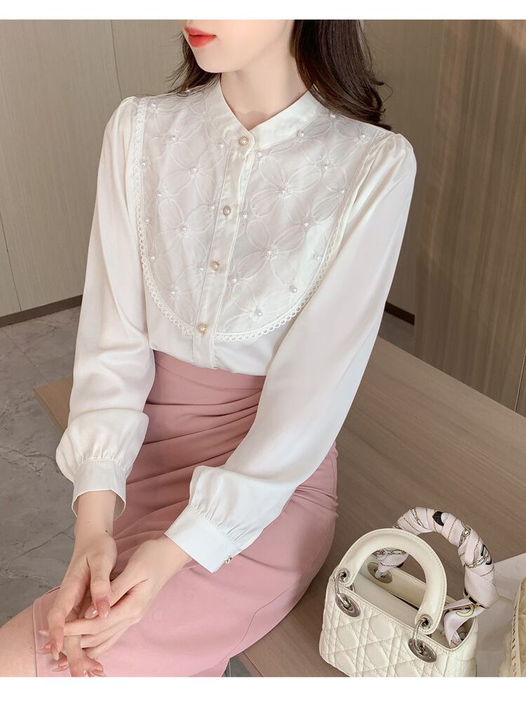 【tops】パールシャツトップス　M29377
