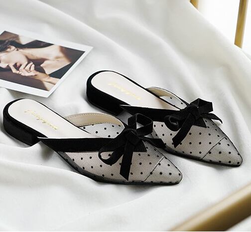 【shoes】「単品発注」2色蝶々結び履きやすいキレー目ス合わせやすいドット柄サンダルF0266