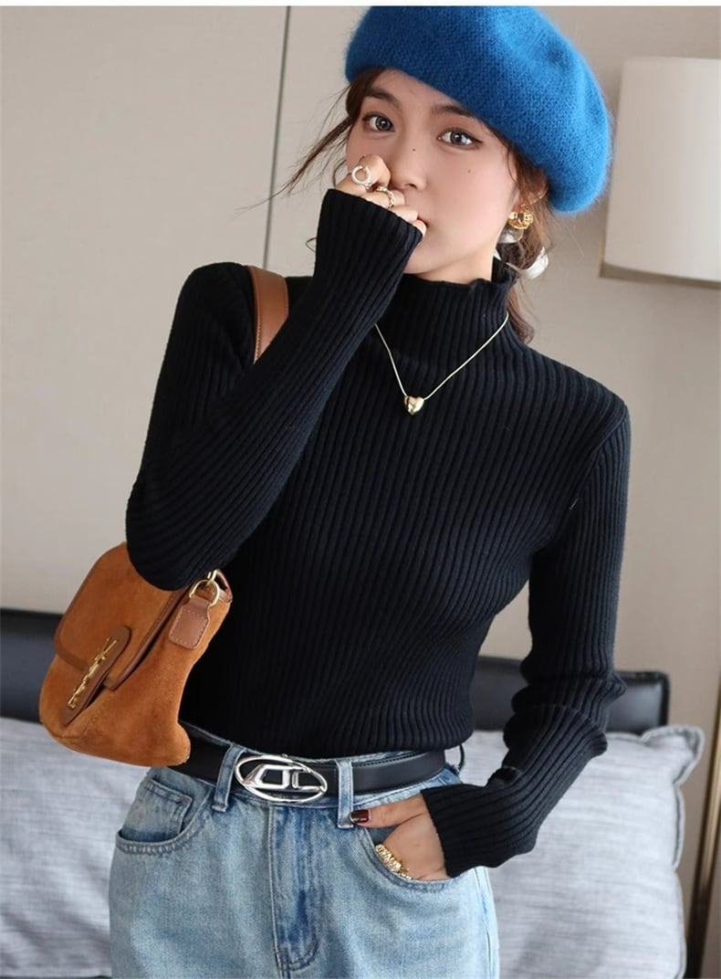 【tops】無地ニットトップス　M26788