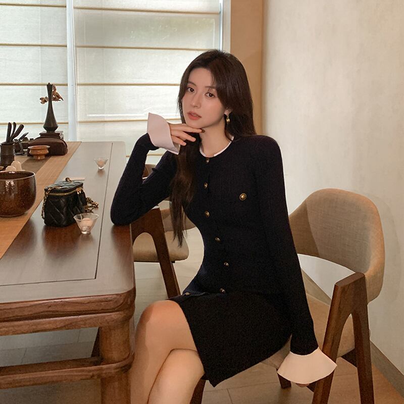 【dress】タイトニットワンピース Q7823