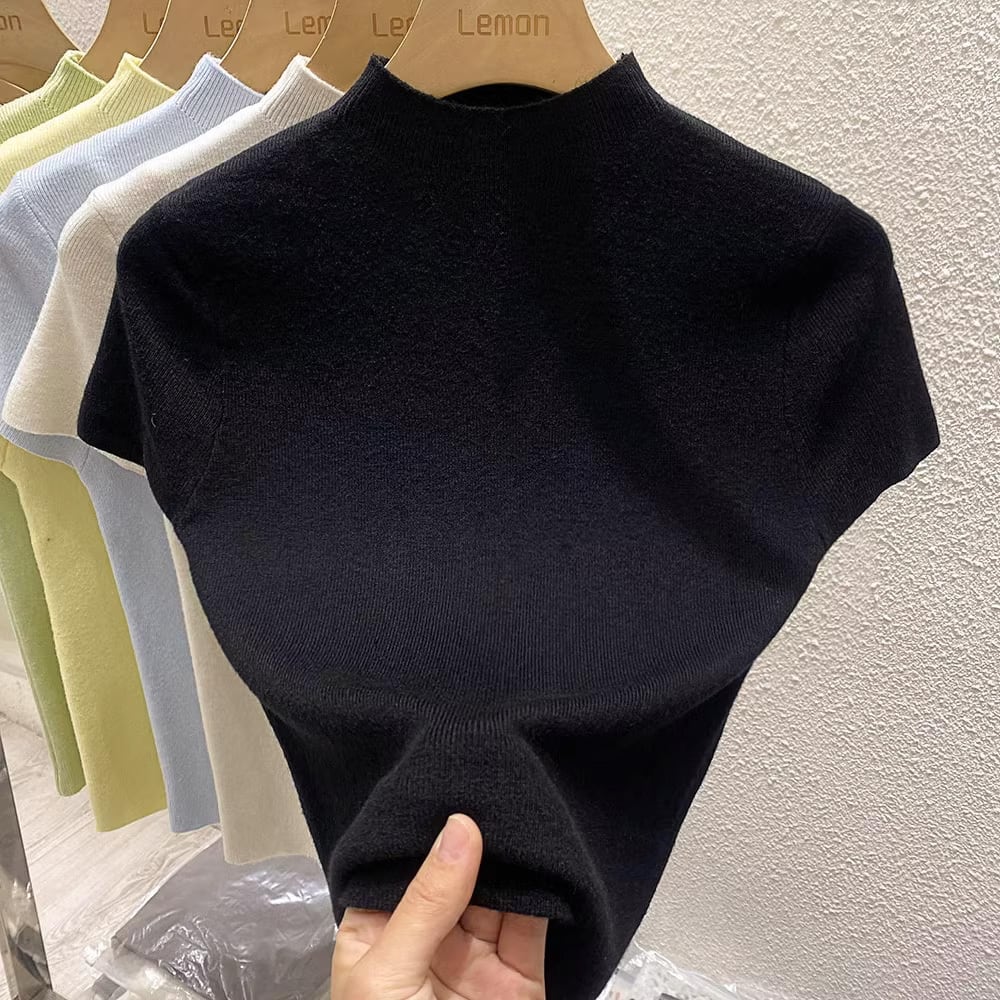 【tops】3色ニットＴシャツF7216