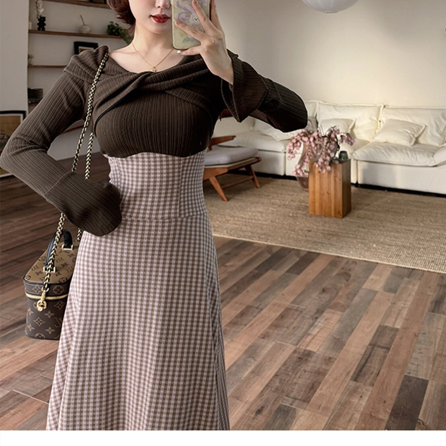 【dress】ツイストクロスドッキングワンピース 　N3398