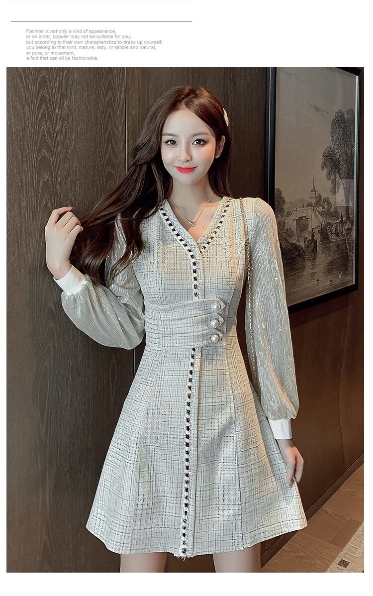 【dress】気質満点春秋スウィート長袖体型カバー着痩せワンピース G1706