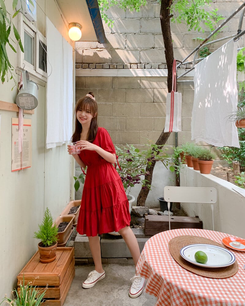 【dress】美人度アップ!気質満点スクエアネックスウィート着痩せワンピース