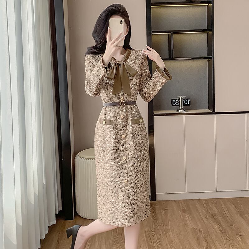 【dress】スパンコールツイードワンピース　M27788