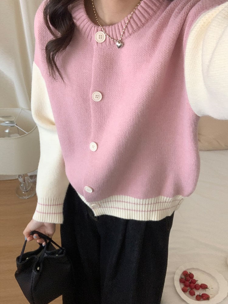 【outer】配色ニットカーデ　M25964