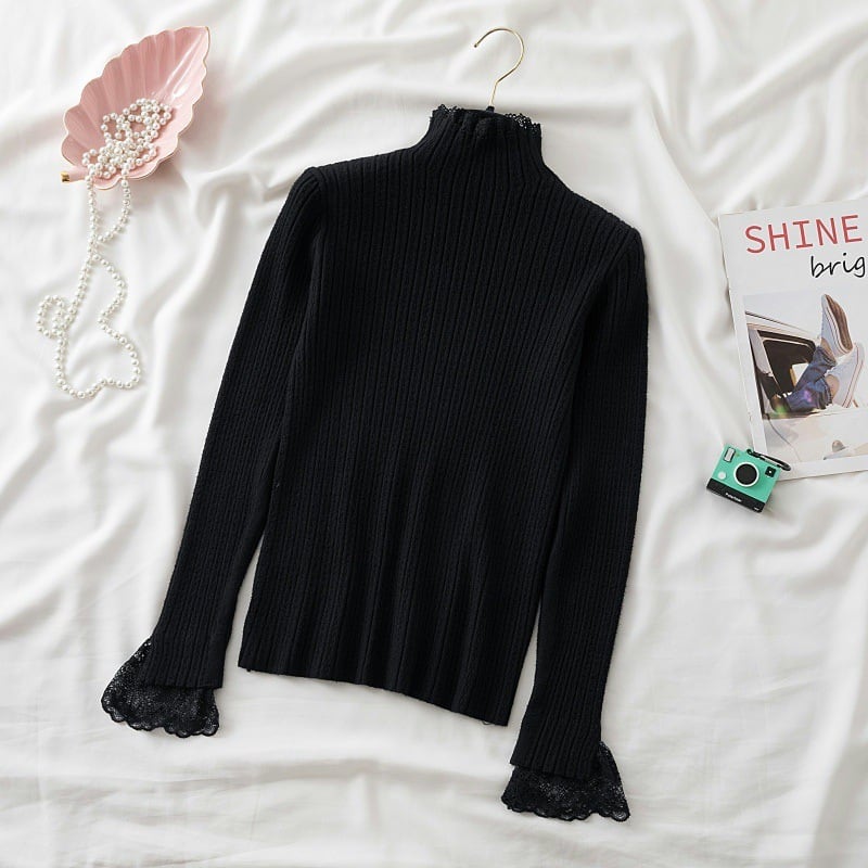 【tops】レース切り替えニットトップス　M28663