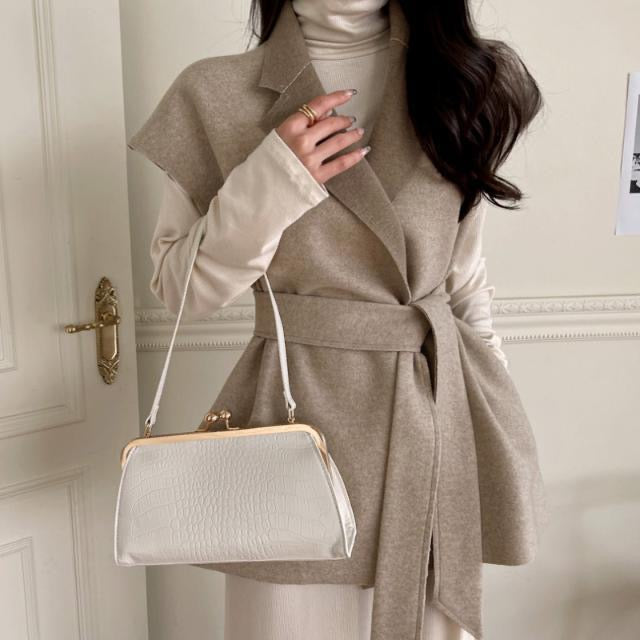 【tops】大きいラペルウエストリボンチョッキF8464