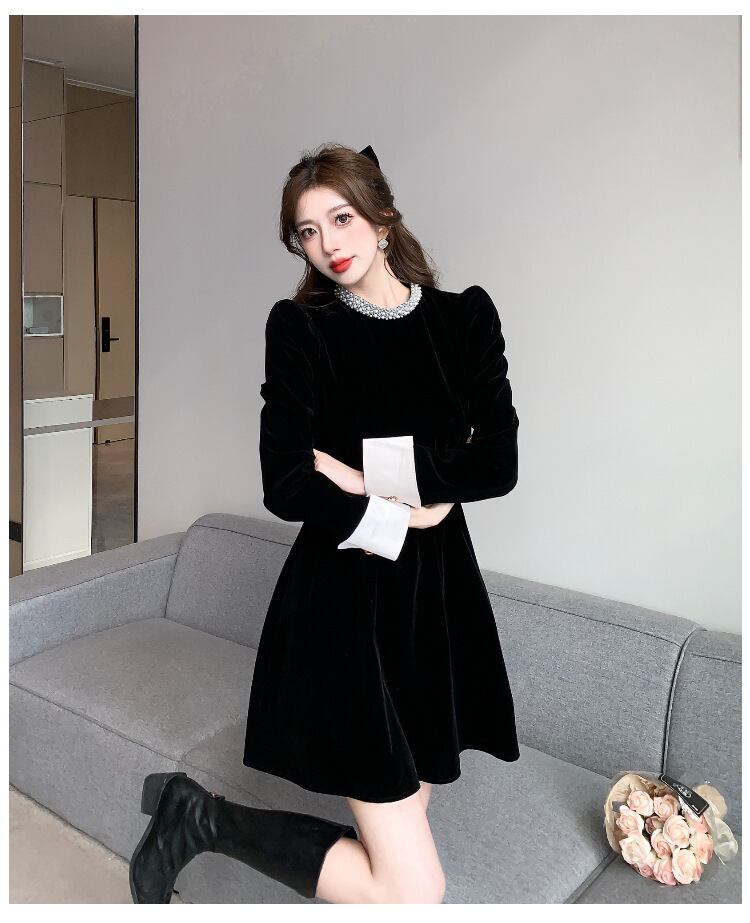 【dress】ビジュードッキングワンピース　M28245