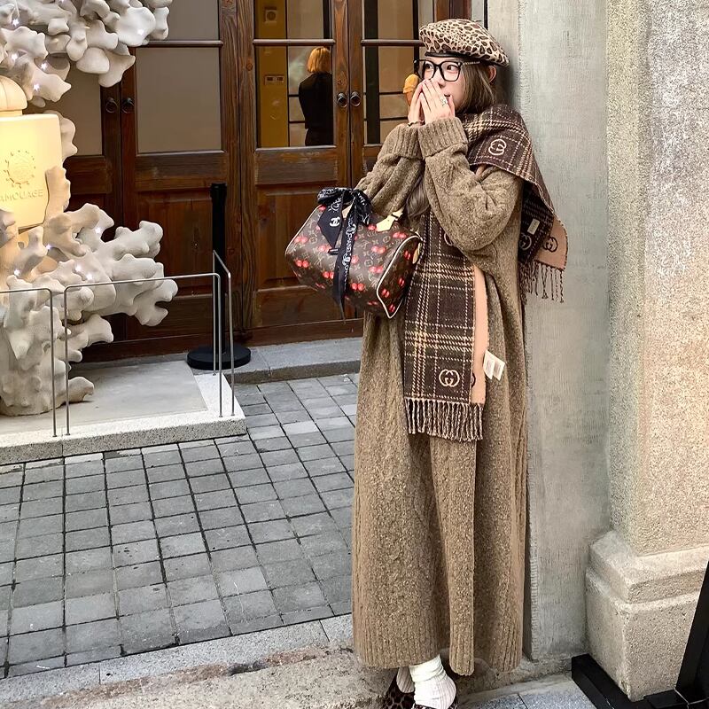 【dress】ロングニットワンピース Q7697