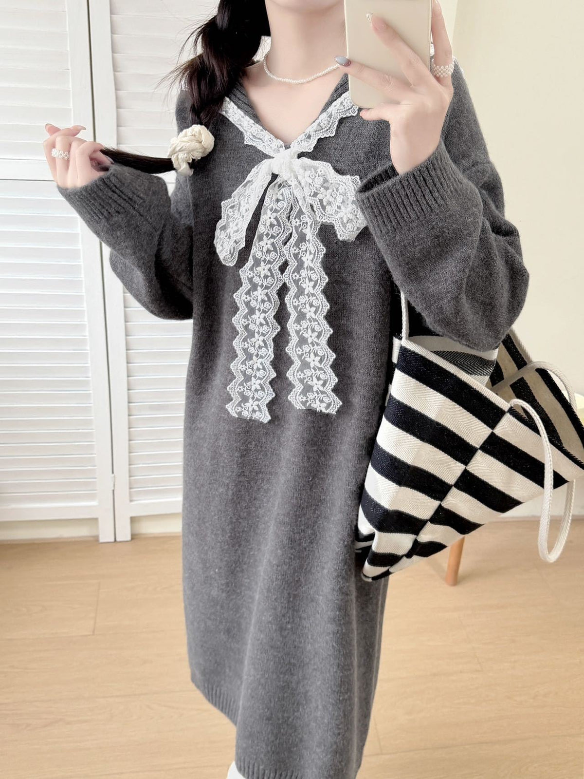 【dress】セーラーカラーニットワンピース Q7770