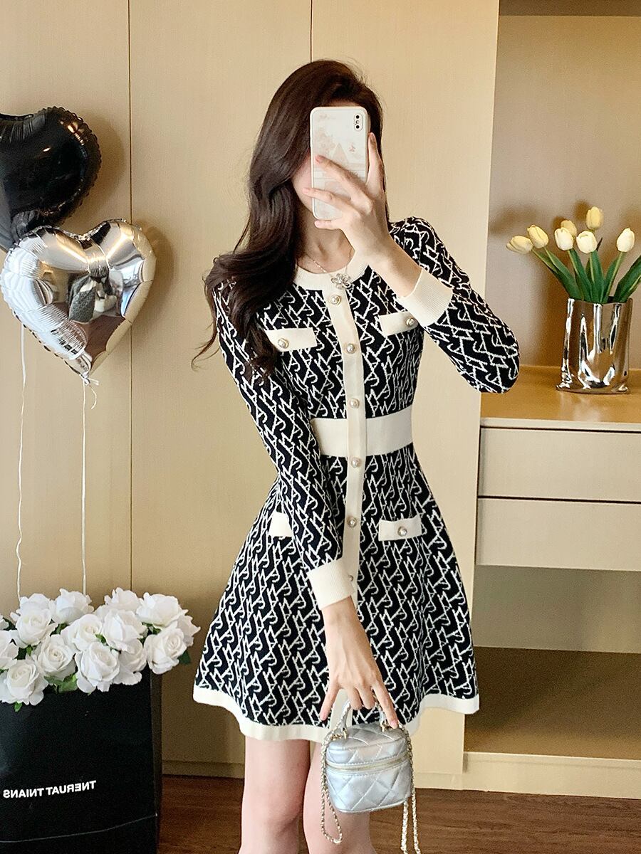 【dress】ジャカードニットワンピース　M28424
