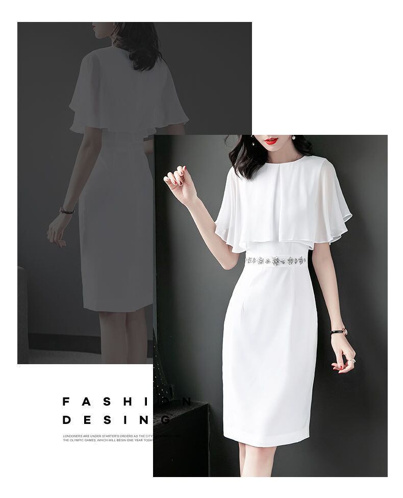【dress】シフォン ファッション!OL通勤気質満点夏スウィートタイト着痩せ ワンピース G8075