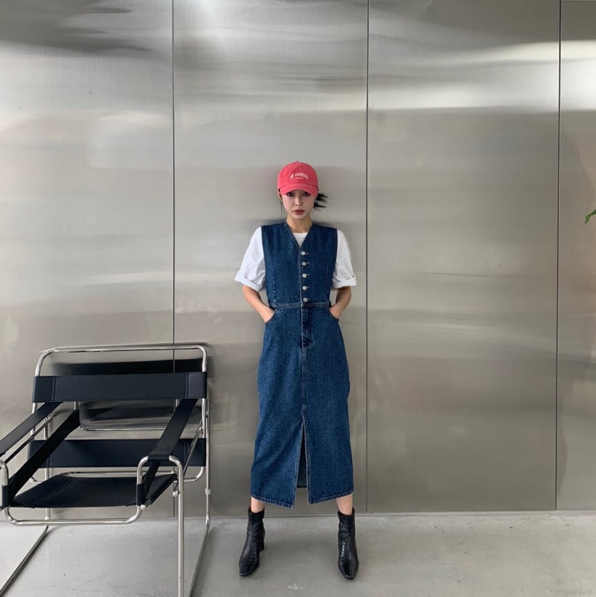 【dress】デニムベストワンピース　M23919