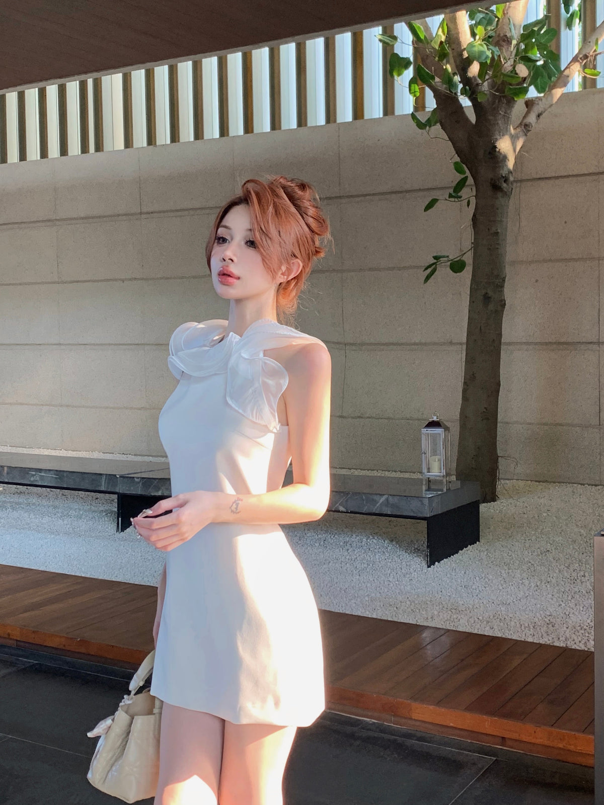 【dress】フリルノースリーブワンピース　M24008