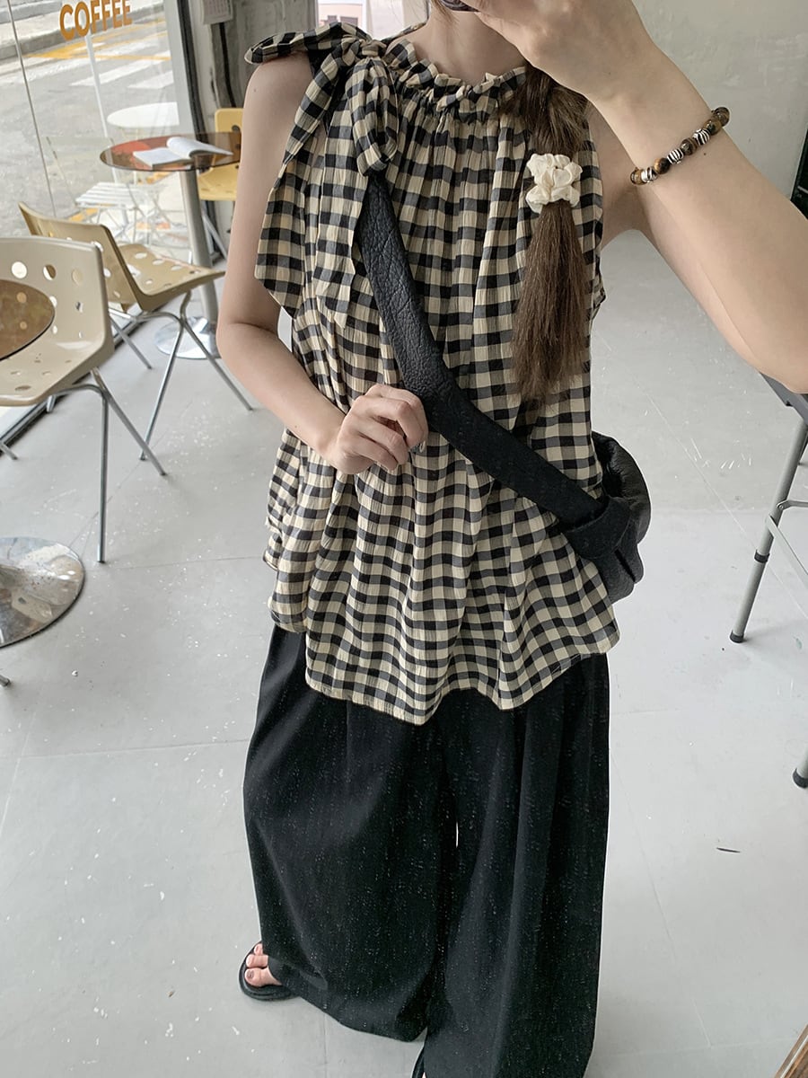 【set】ノースリーブトップス×ワイドパンツセット　M24301