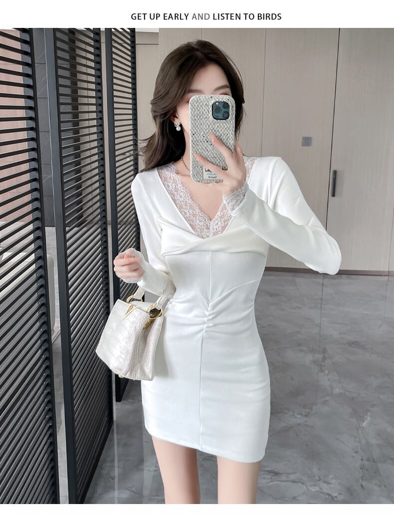 【dress】レース切り替えワンピース　M27426